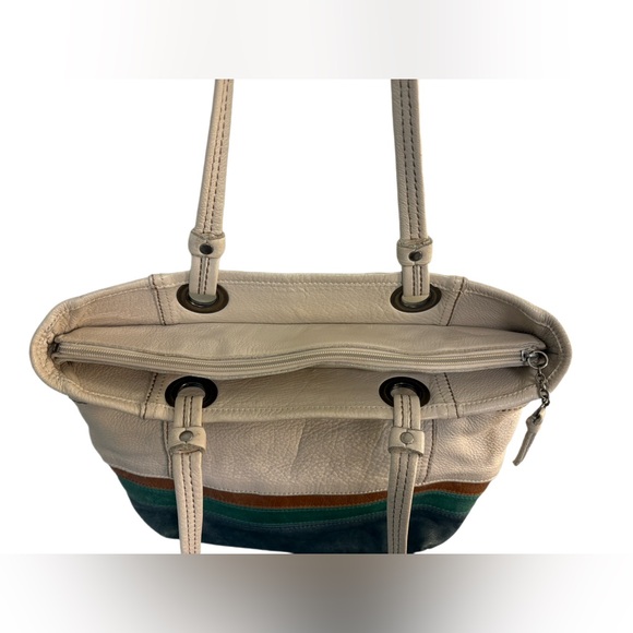 The Sak Landis Multi-Color Leather Tote in Cream, Brown, Green - Picture 3 of 10